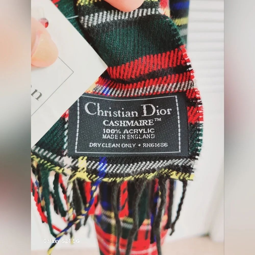 Dior Cashmere red plaid scarf